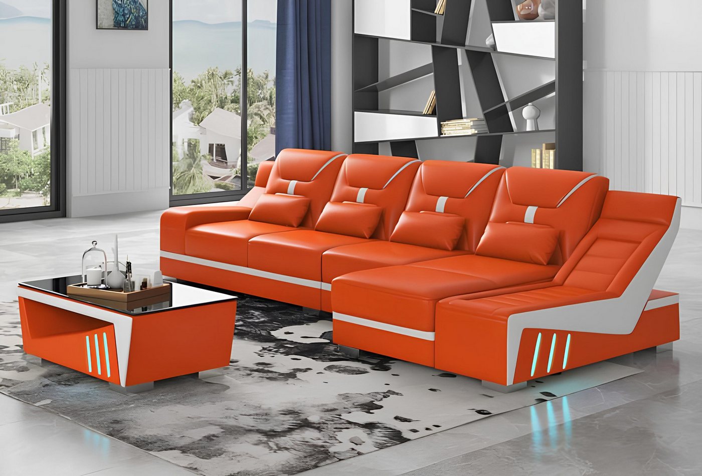 Xlmoebel Ecksofa Designer-Ecksofa in L-Form in Orange - stilvolle Eckcouch günstig online kaufen