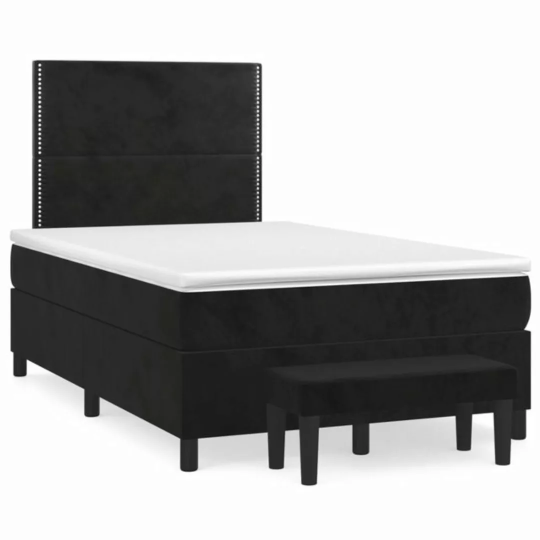 furnicato Bett Boxspringbett mit Matratze Schwarz 120x200 cm Samt (1-tlg) günstig online kaufen