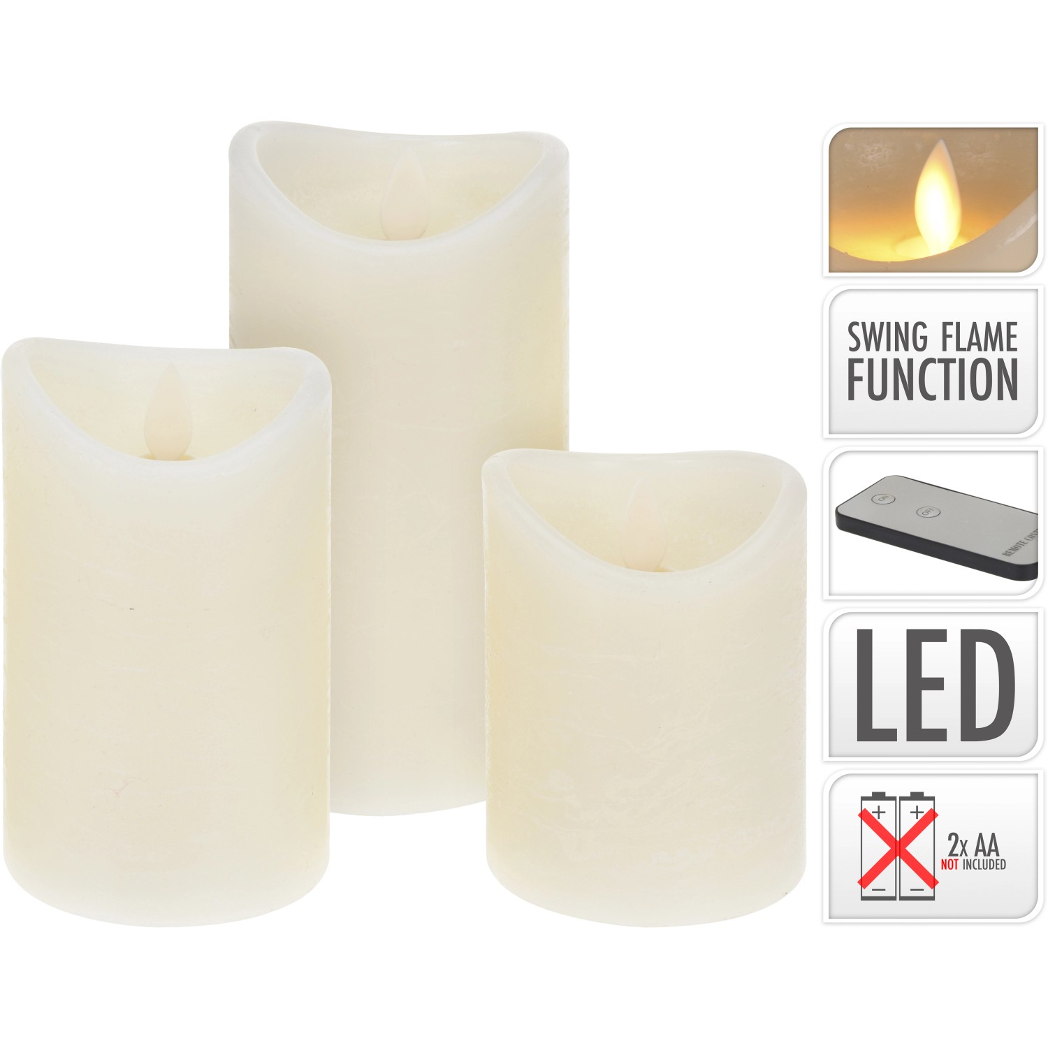LED Kerzen 16 cm Elfenbein 3er-Set günstig online kaufen