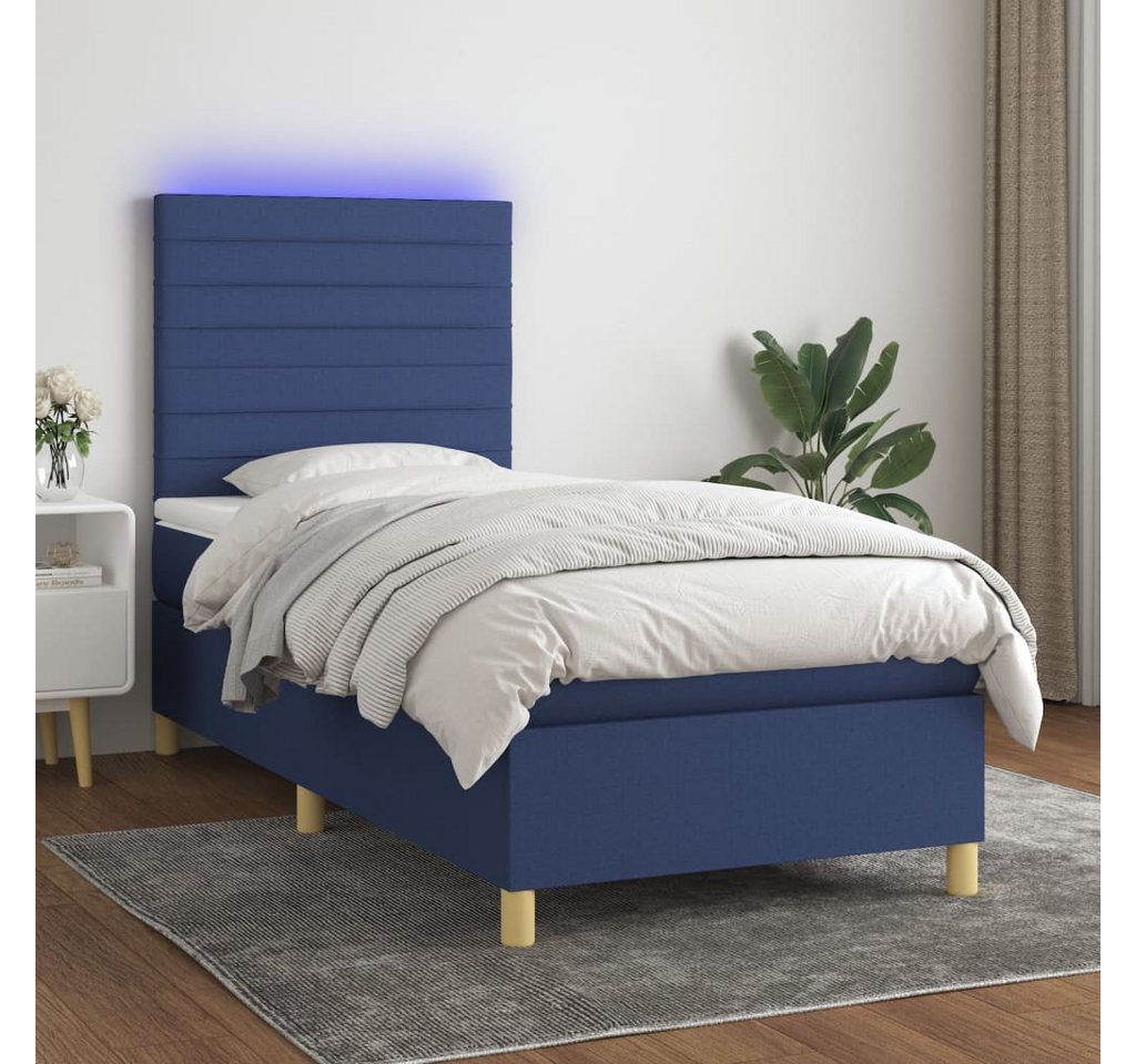 vidaXL Boxspringbett Boxspringbett mit Matratze LED Blau 80x200 cm Stoff Be günstig online kaufen