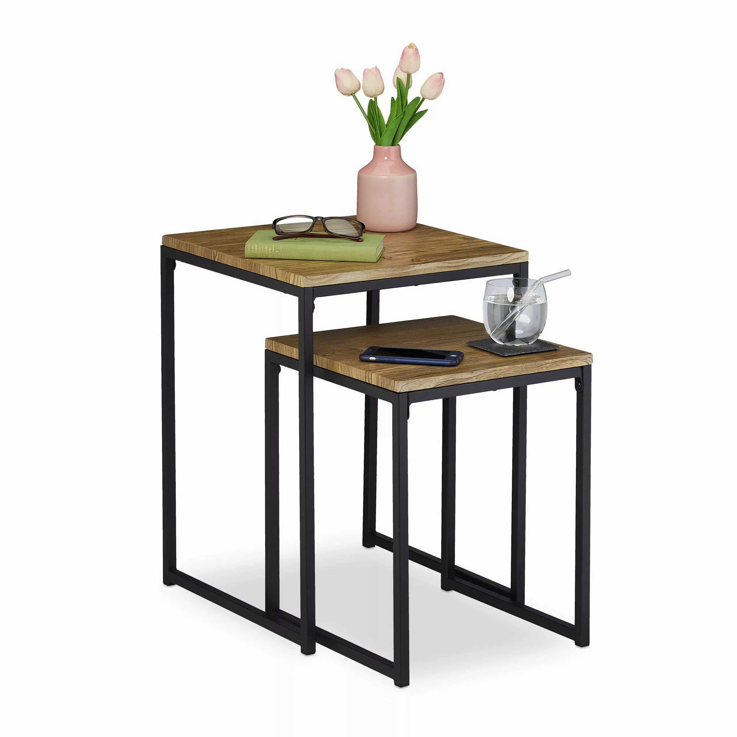 relaxdays Beistelltisch 2er Set Holzoptik günstig online kaufen