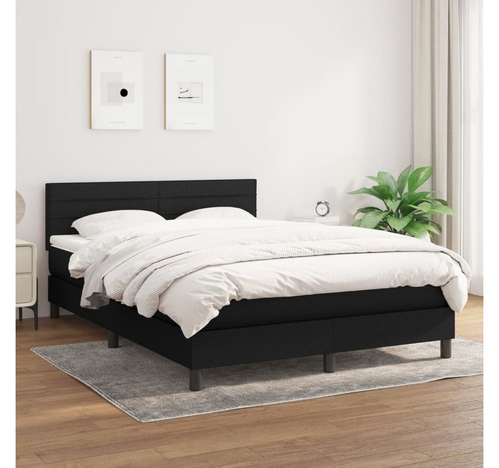 furnicato Bett Boxspringbett mit Matratze Schwarz 140x190 cm Stoff günstig online kaufen