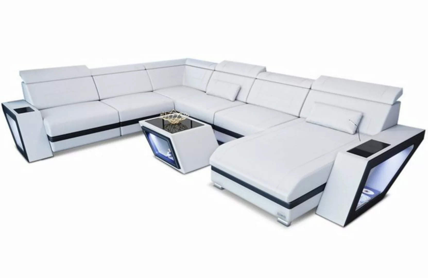 Sofa Dreams Wohnlandschaft Leder Sofa Couch Catania XXL U Form Ledersofa, m günstig online kaufen