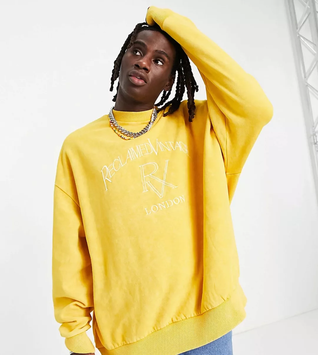 Reclaimed Vintage – Inspired – Sweatshirt in Gelb mit Logo günstig online kaufen