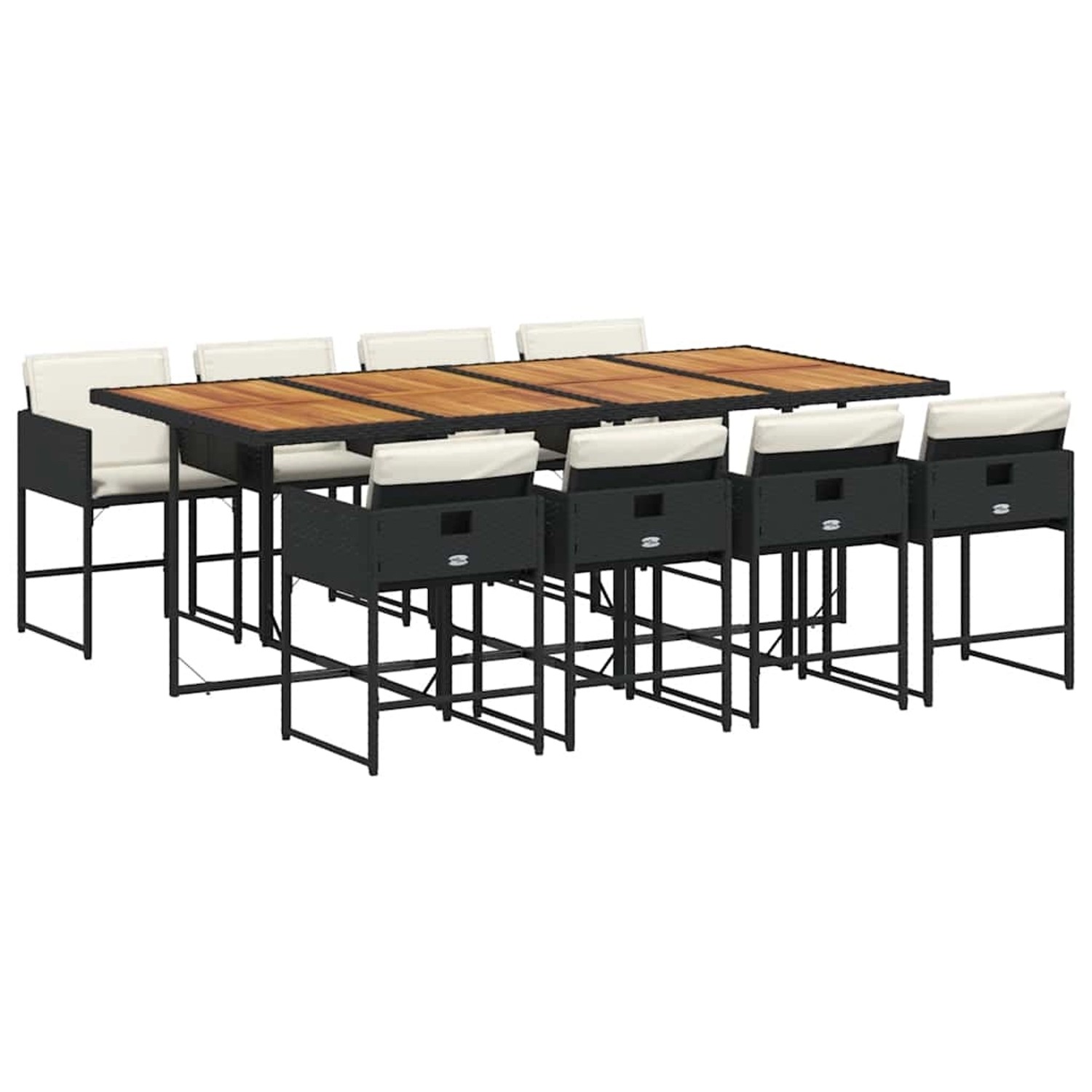 vidaXL 9-Tlg Garten-Essgruppe mit Kissen Schwarz Poly Rattan 3211287 günstig online kaufen