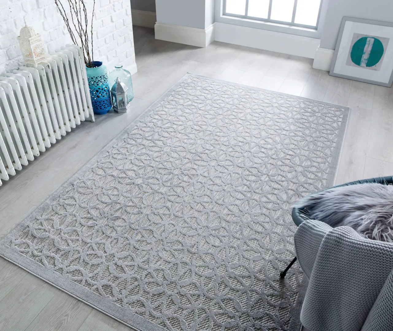 FLAIR RUGS Teppich »Salerno«, rechteckig, 4 mm Höhe, Argento Geometrischer günstig online kaufen