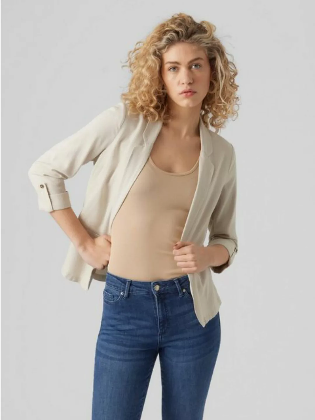 Vero Moda Kurzblazer VMJESMILO 3/4 LOOSE BLAZER WVN GA NOOS mit Leinen günstig online kaufen