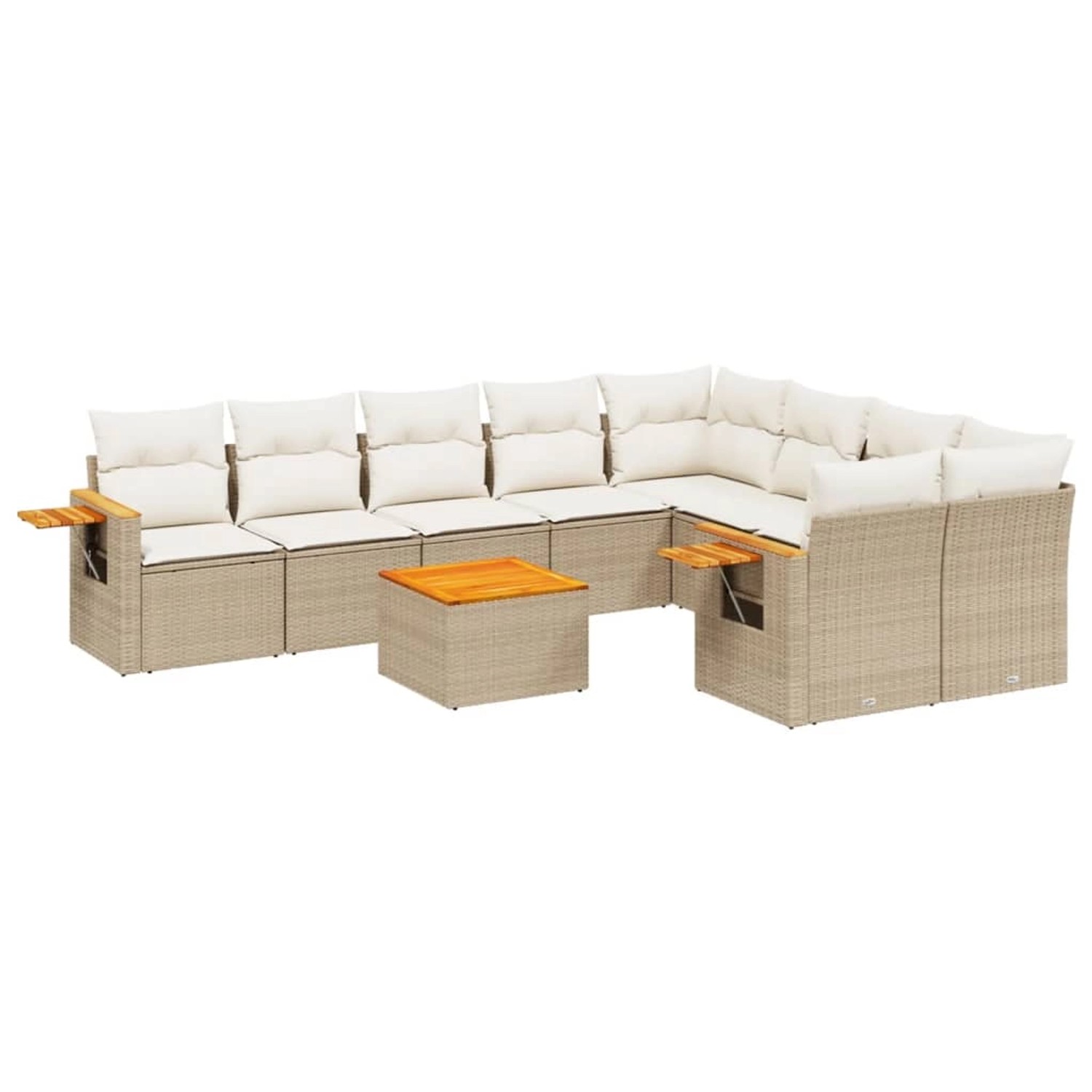 vidaXL 10-Tlg Garten-Sofagarnitur mit Kissen Beige Poly Rattan 3259552 günstig online kaufen