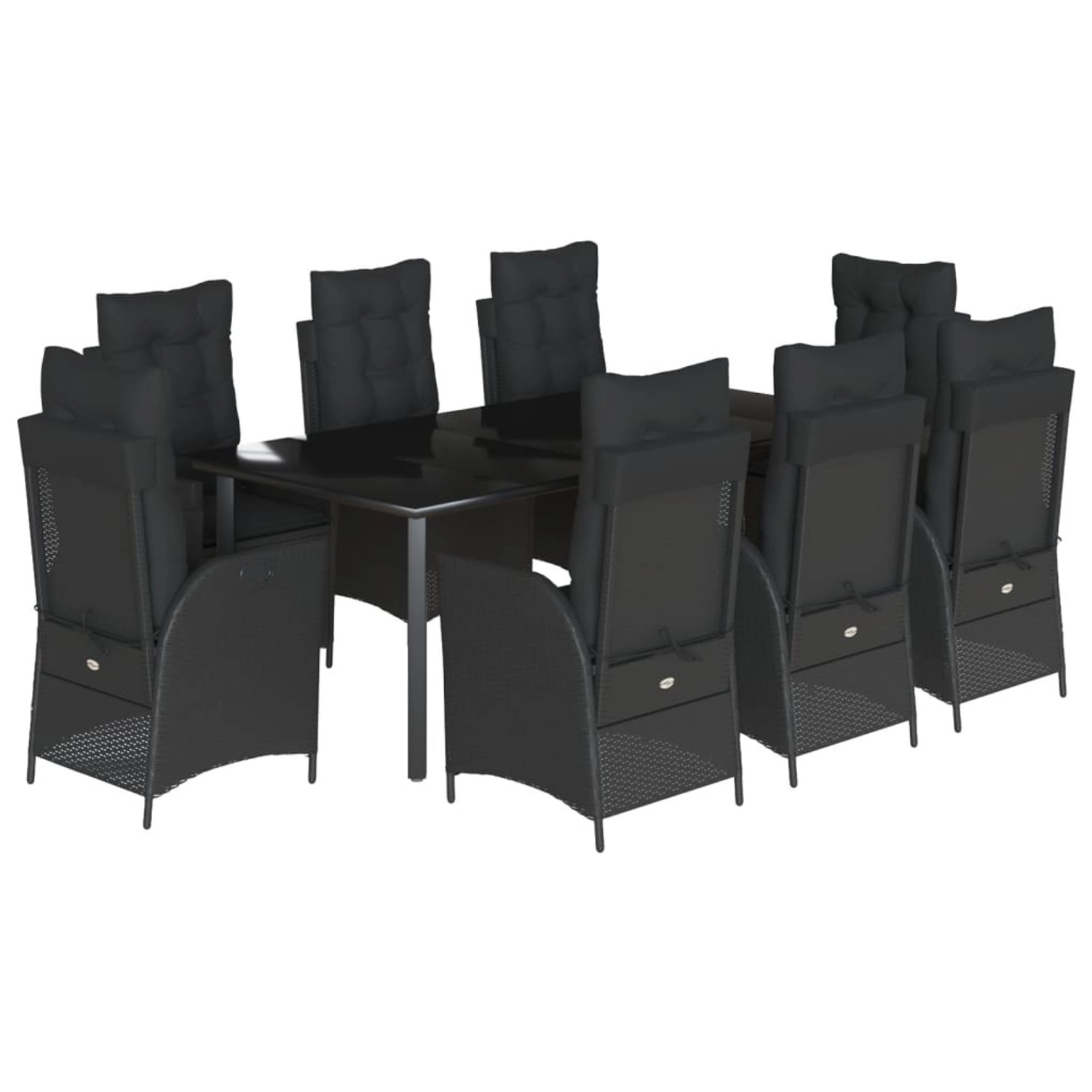 vidaXL 9-Tlg Garten-Essgruppe mit Kissen Schwarz Poly Rattan 3213193 günstig online kaufen