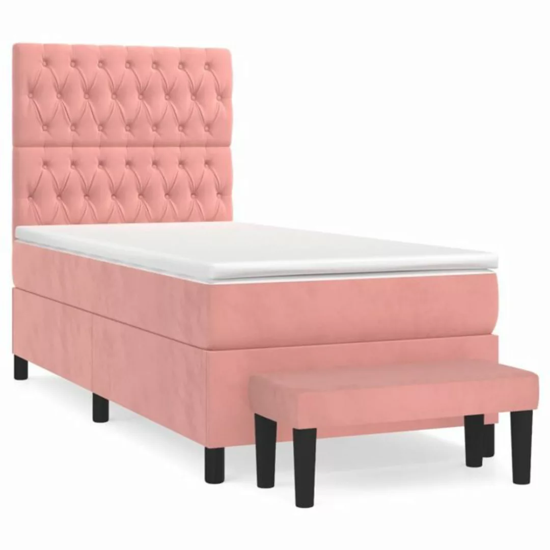furnicato Bett Boxspringbett mit Matratze Rosa 90x200 cm Samt günstig online kaufen