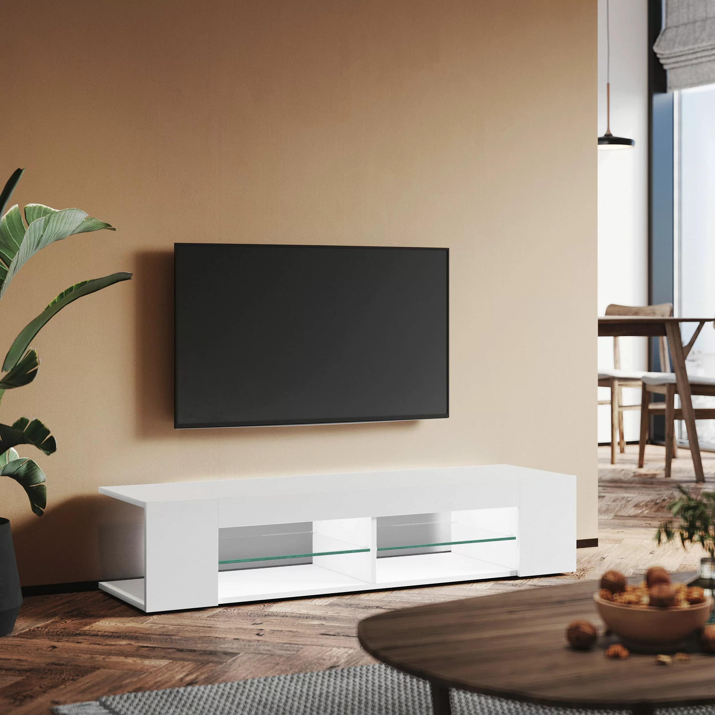 SONNI TV-Schrank TV-Schränke Breite 135cm Hochglanz günstig online kaufen