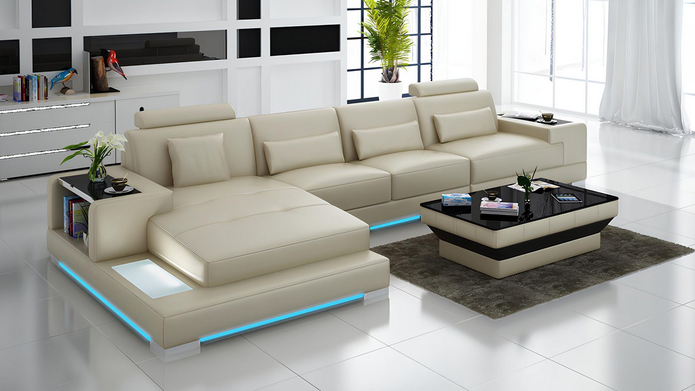 Xlmoebel Ecksofa Modernes Ledersofa mit USB-Anschluss in Eckform - Wohnland günstig online kaufen