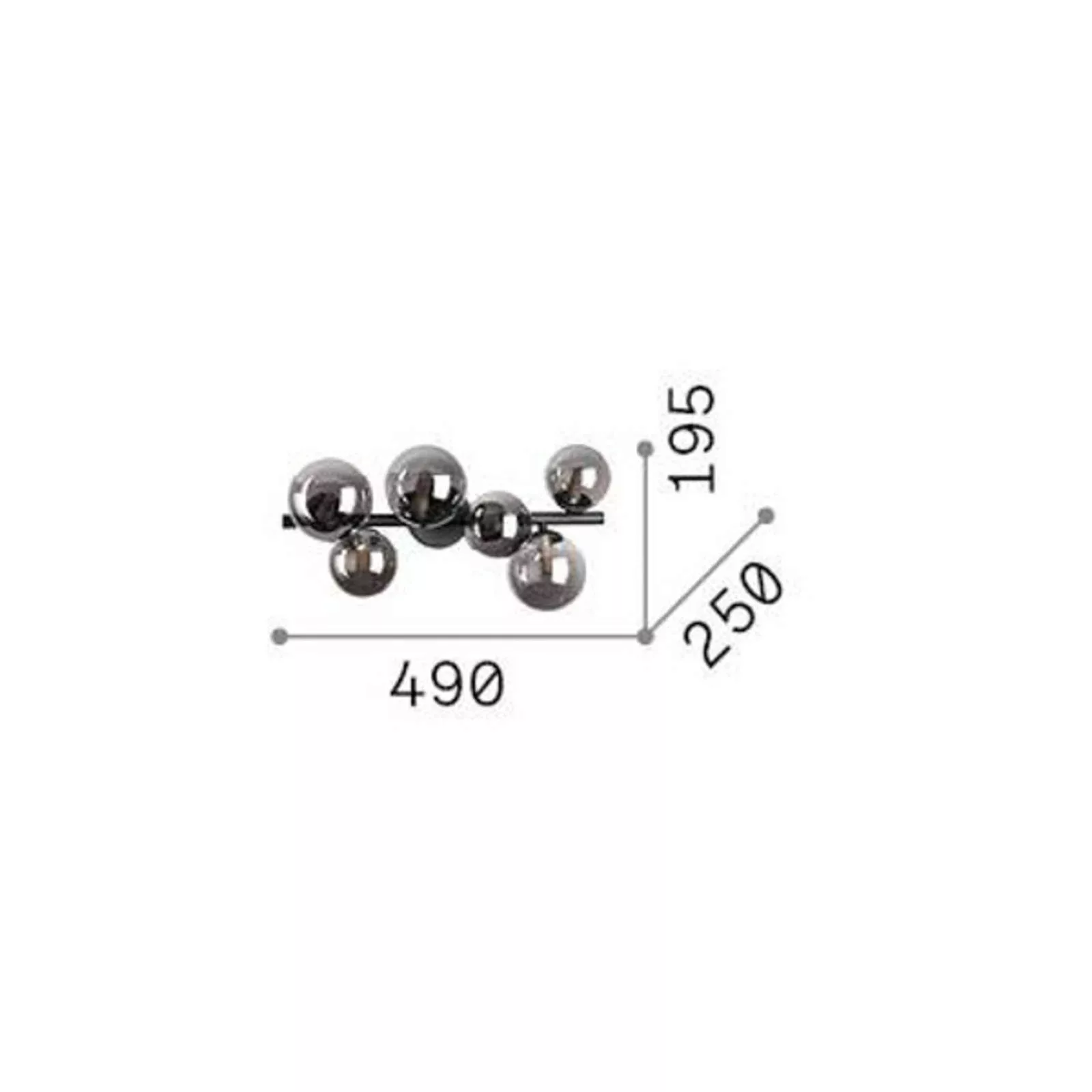 Ideal Lux Deckenleuchte Perlage, rauchgrau, Glas, 6-flammig günstig online kaufen