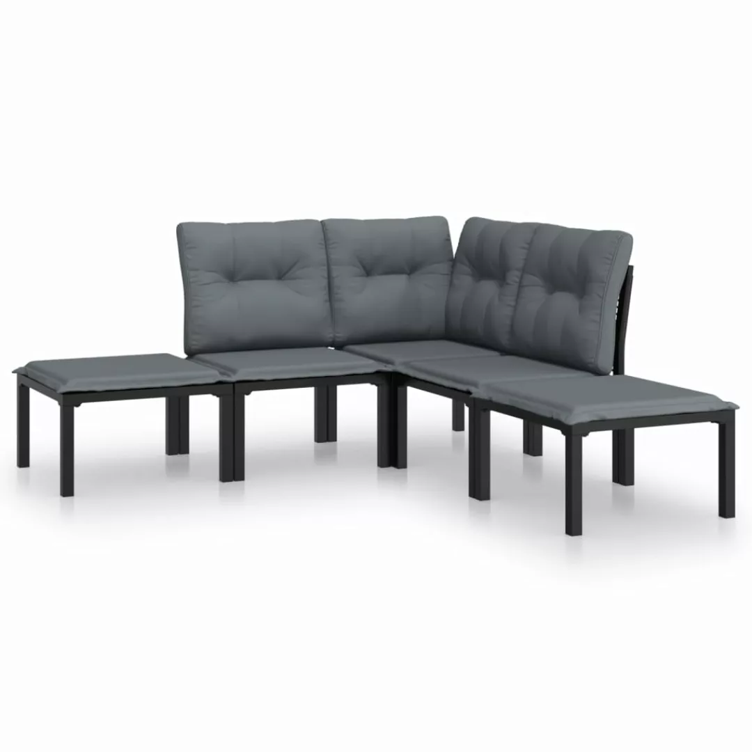 Vidaxl 5-tlg. Garten-lounge-set Schwarz Und Grau Poly Rattan günstig online kaufen