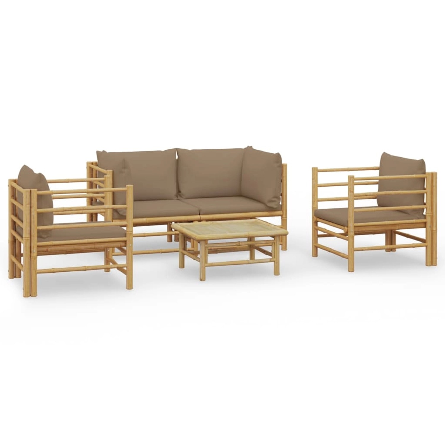 Vidaxl 5-tlg. Garten-lounge-set Mit Kissen Taupe Bambus günstig online kaufen