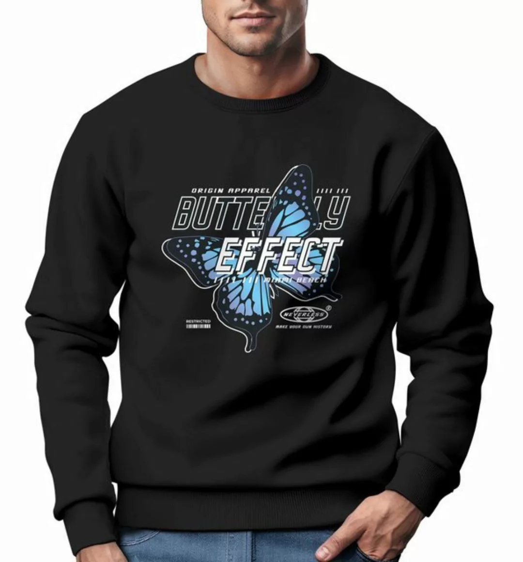 Neverless Sweatshirt Sweatshirt Herren Bedruckt Schmetterling Butterfly Eff günstig online kaufen