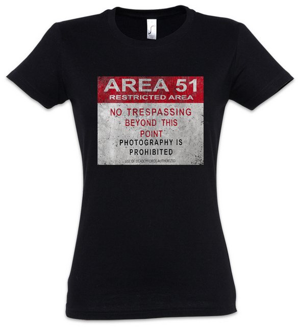 Urban Backwoods Print-Shirt Area 51 Vintage Logo Sign Damen T-Shirt Ufo Tr3 günstig online kaufen