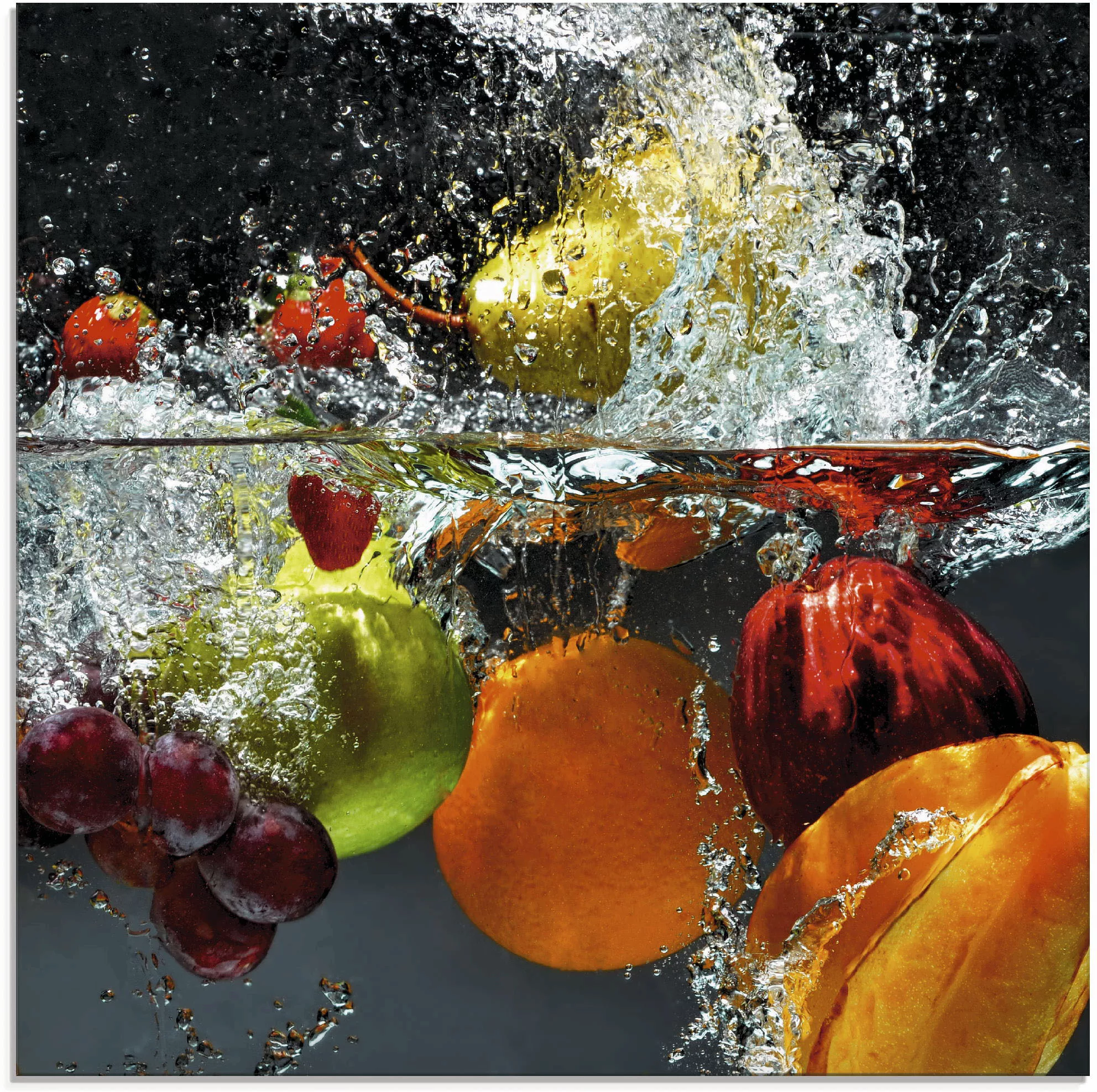 Artland Glasbild "Spritzendes Obst auf dem Wasser", Lebensmittel, (1 St.) günstig online kaufen