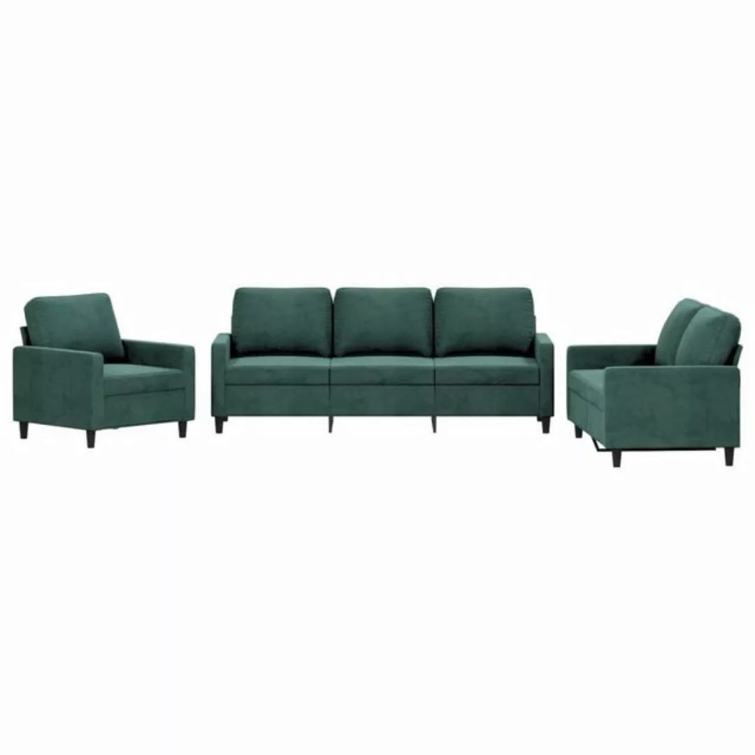 vidaXL Sofa Sofagarnitur Set mit Kissen Samt, 3-tlg., Grün günstig online kaufen