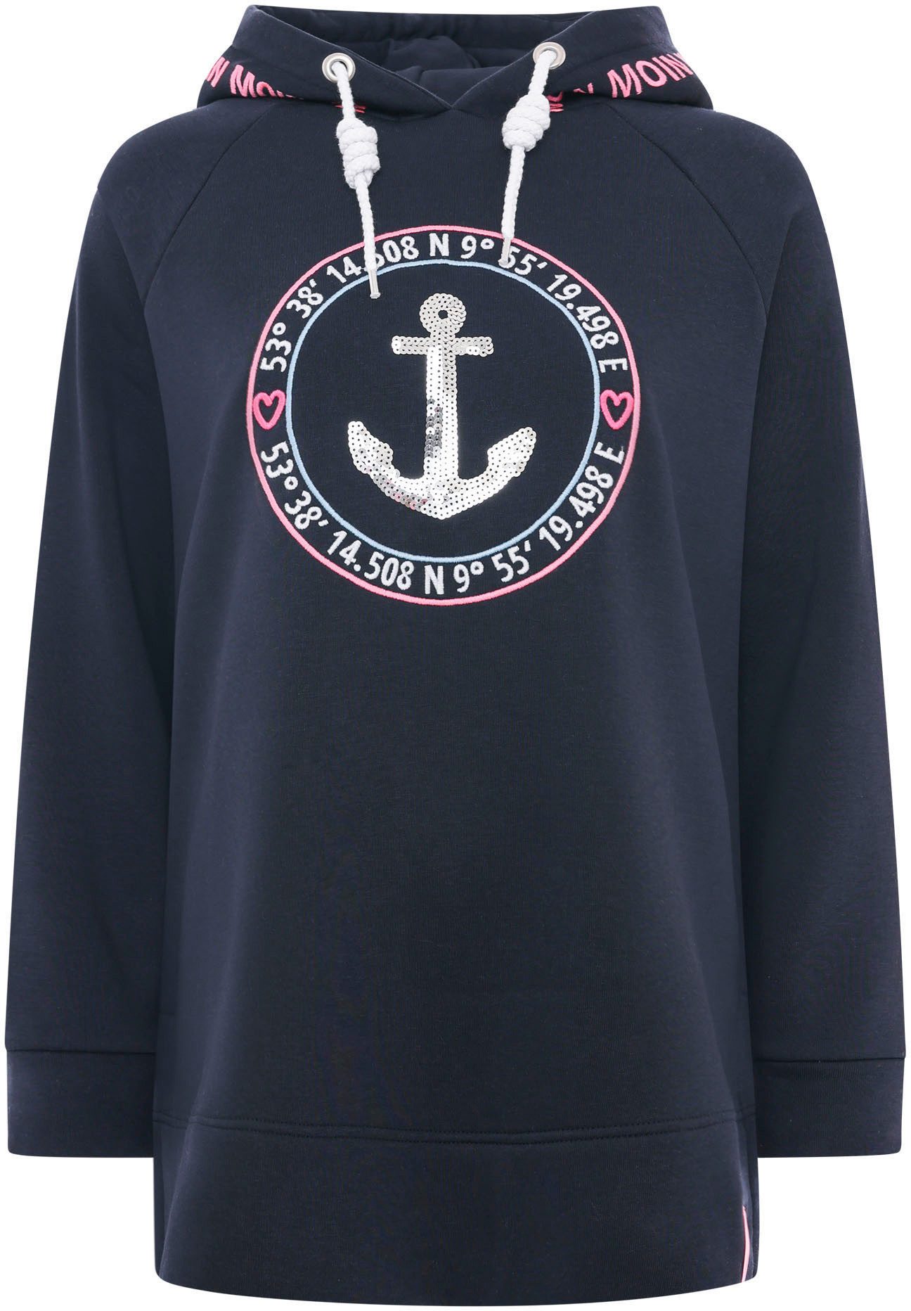 Zwillingsherz Hoodie "Strandglück Paillette" mit Anker-Motiv günstig online kaufen