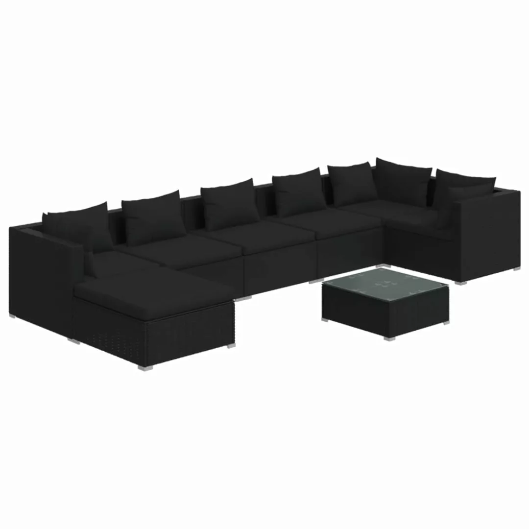 Vidaxl 8-tlg. Garten-lounge-set Mit Kissen Poly Rattan Schwarz günstig online kaufen