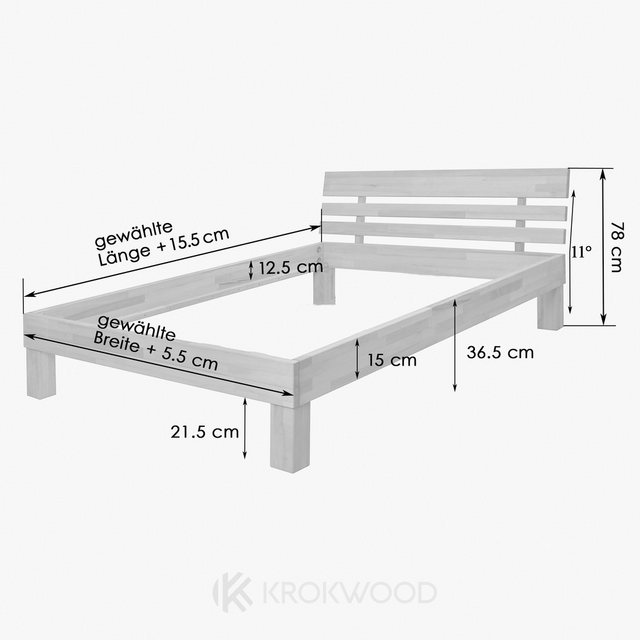 Krok Wood Massivholzbett Krok Wood Massivholzbett Julia mit Kopfteil in Eic günstig online kaufen