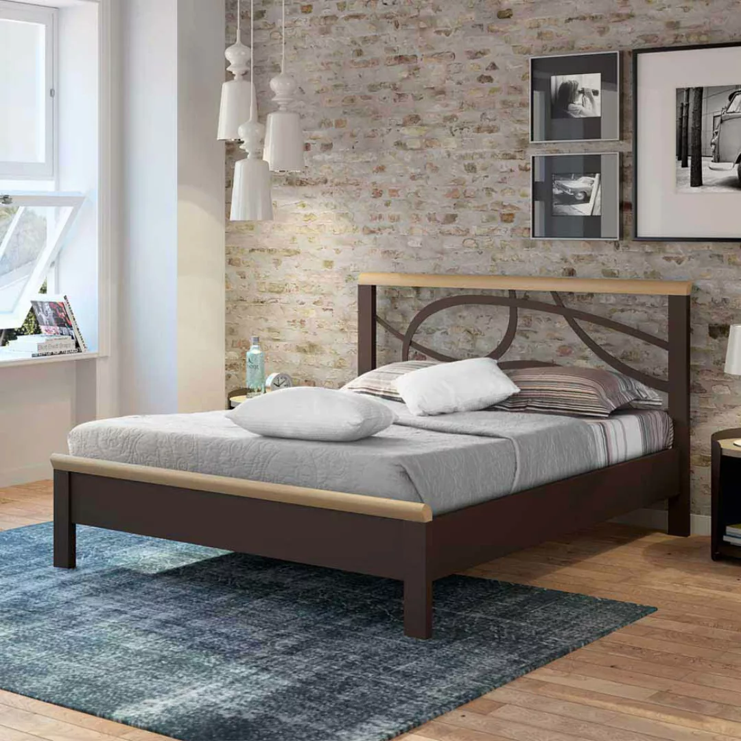 Metallbett in Braun Holz modern günstig online kaufen