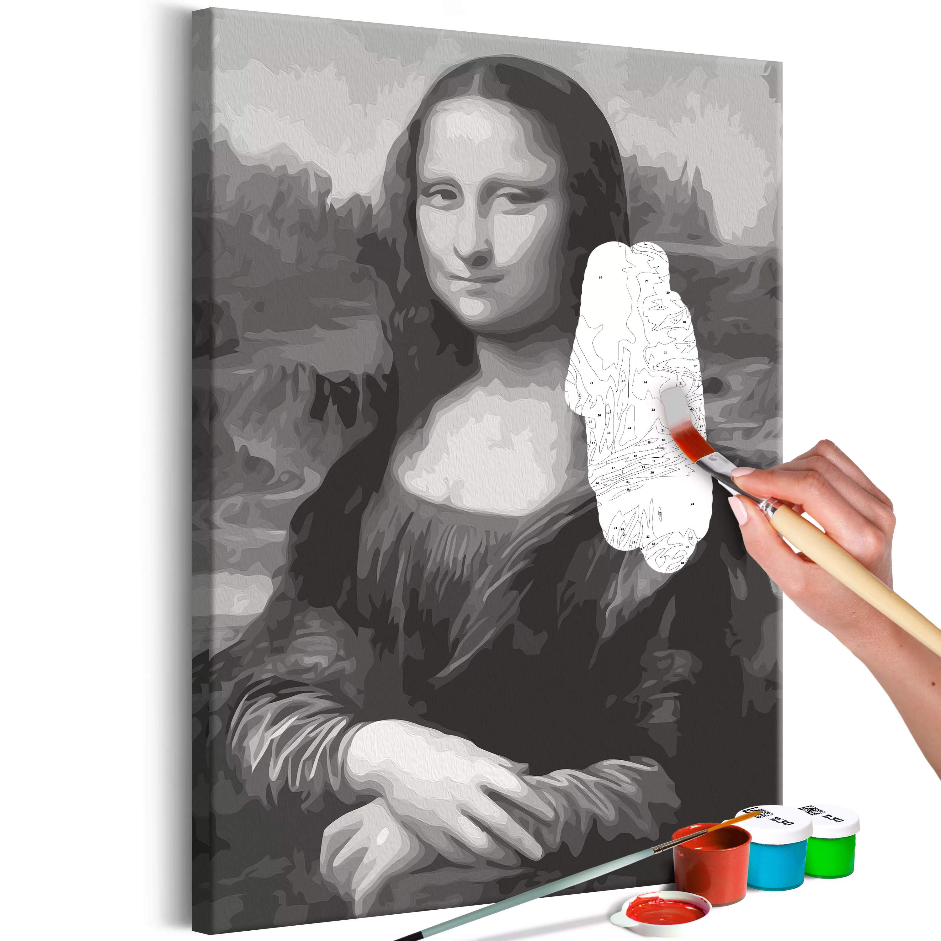 Malen Nach Zahlen - Black And White Mona Lisa günstig online kaufen