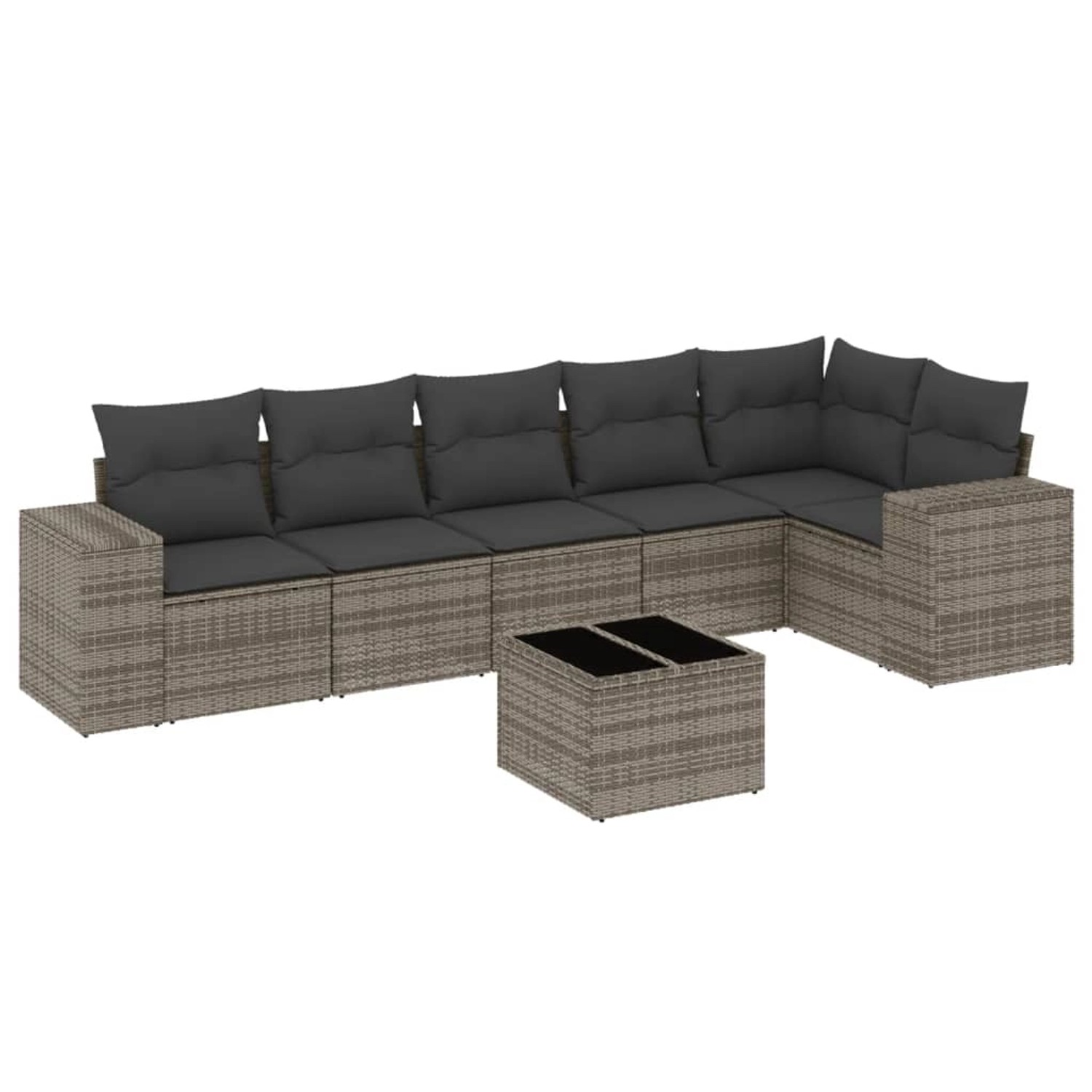 vidaXL 7-Tlg Garten-Sofagarnitur mit Kissen Grau Poly Rattan 3254937 günstig online kaufen