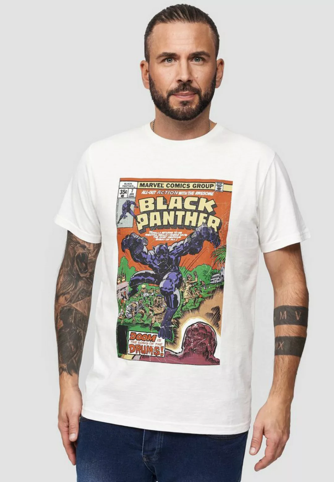 Recovered T-Shirt Marvel Black Panther GOTS zertifizierte Bio-Baumwolle günstig online kaufen