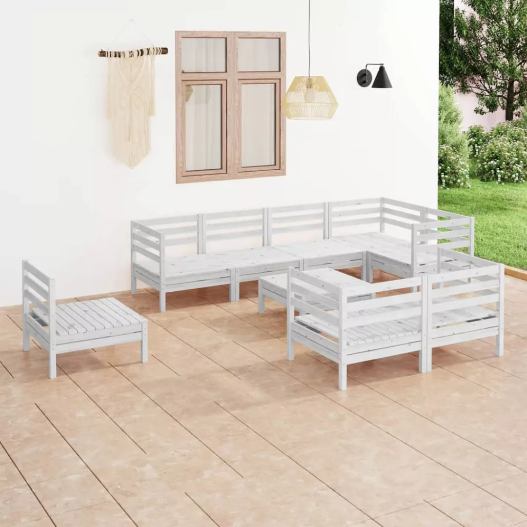 9-tlg. Garten-lounge-set Massivholz Kiefer Weiß günstig online kaufen