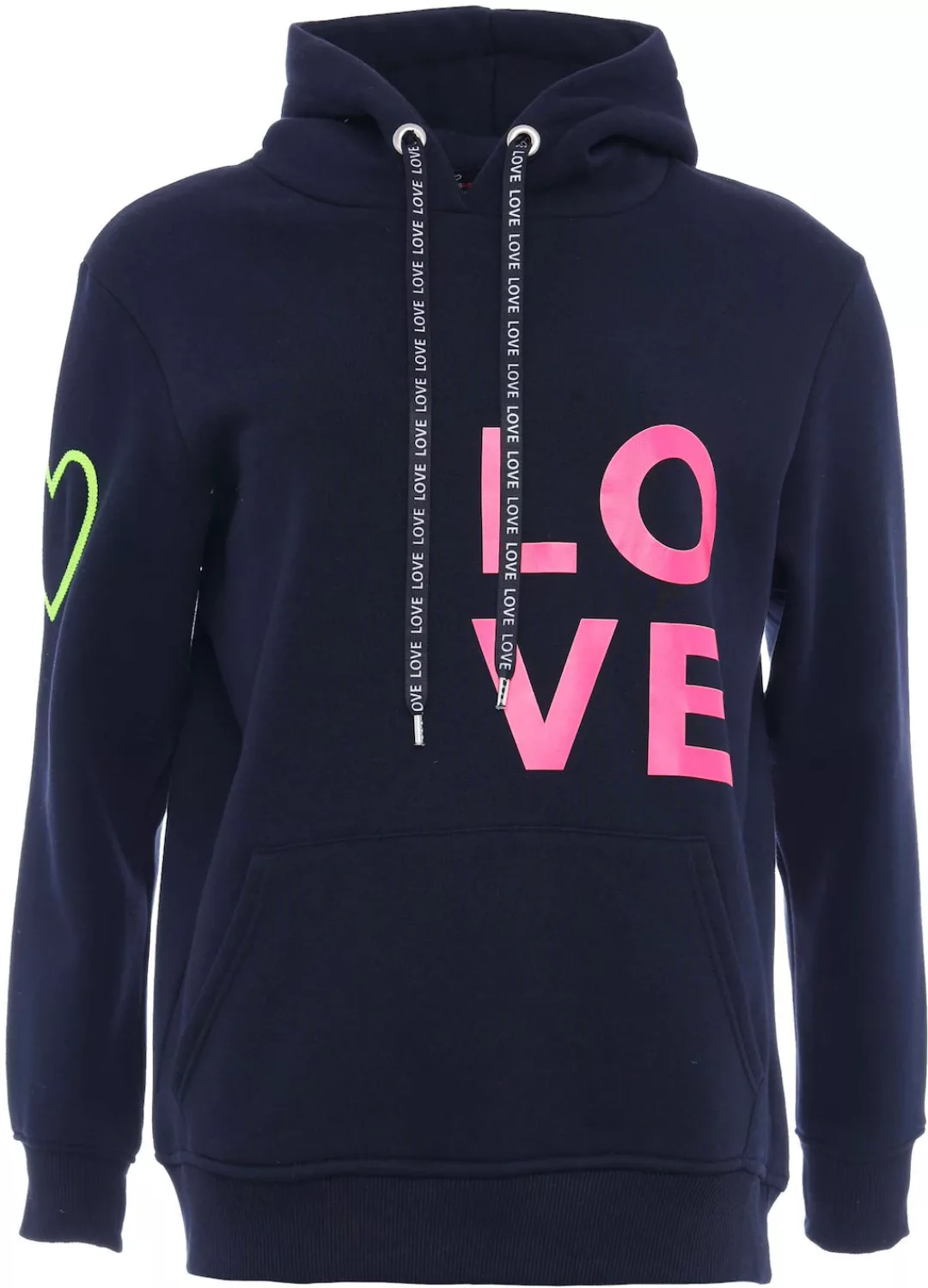 Zwillingsherz Kapuzensweatshirt, mit gesticktem Neon Herz am Ärmel und "Lov günstig online kaufen