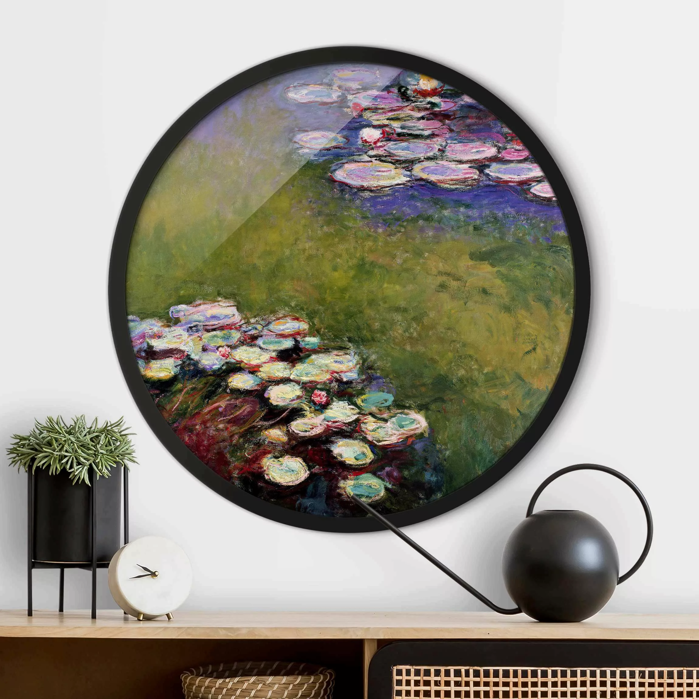 Rundes Gerahmtes Bild Claude Monet - Seerosen günstig online kaufen