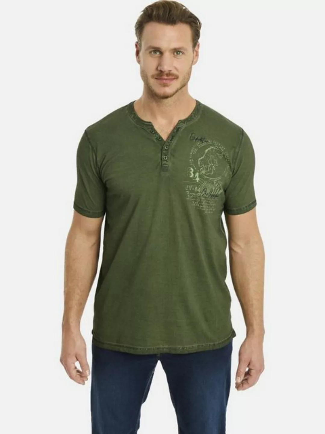 Jan Vanderstorm T-Shirt GODBERT mit Serafino-Ausschnitt günstig online kaufen