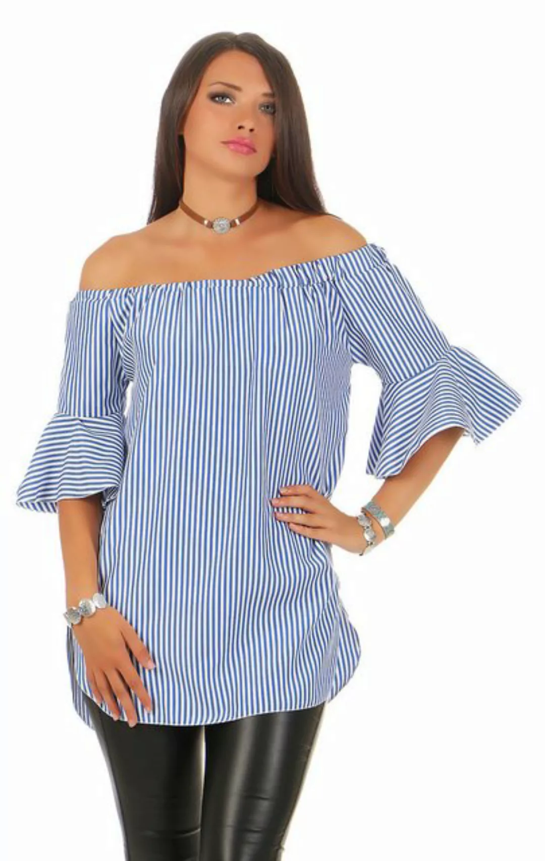 Mississhop Carmenbluse Stilvolles Off-Shoulder Oberteil mit Glockenärmeln M günstig online kaufen