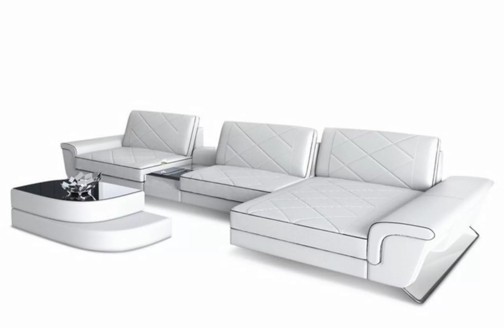 Sofa Dreams Ecksofa Leder Sofa Bari L Form Ledersofa, Couch, mit LED, verst günstig online kaufen