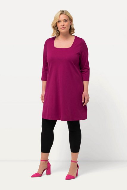 Ulla Popken Longshirt Longshirt A-Linie Carré-Ausschnitt 3/4-Arm günstig online kaufen