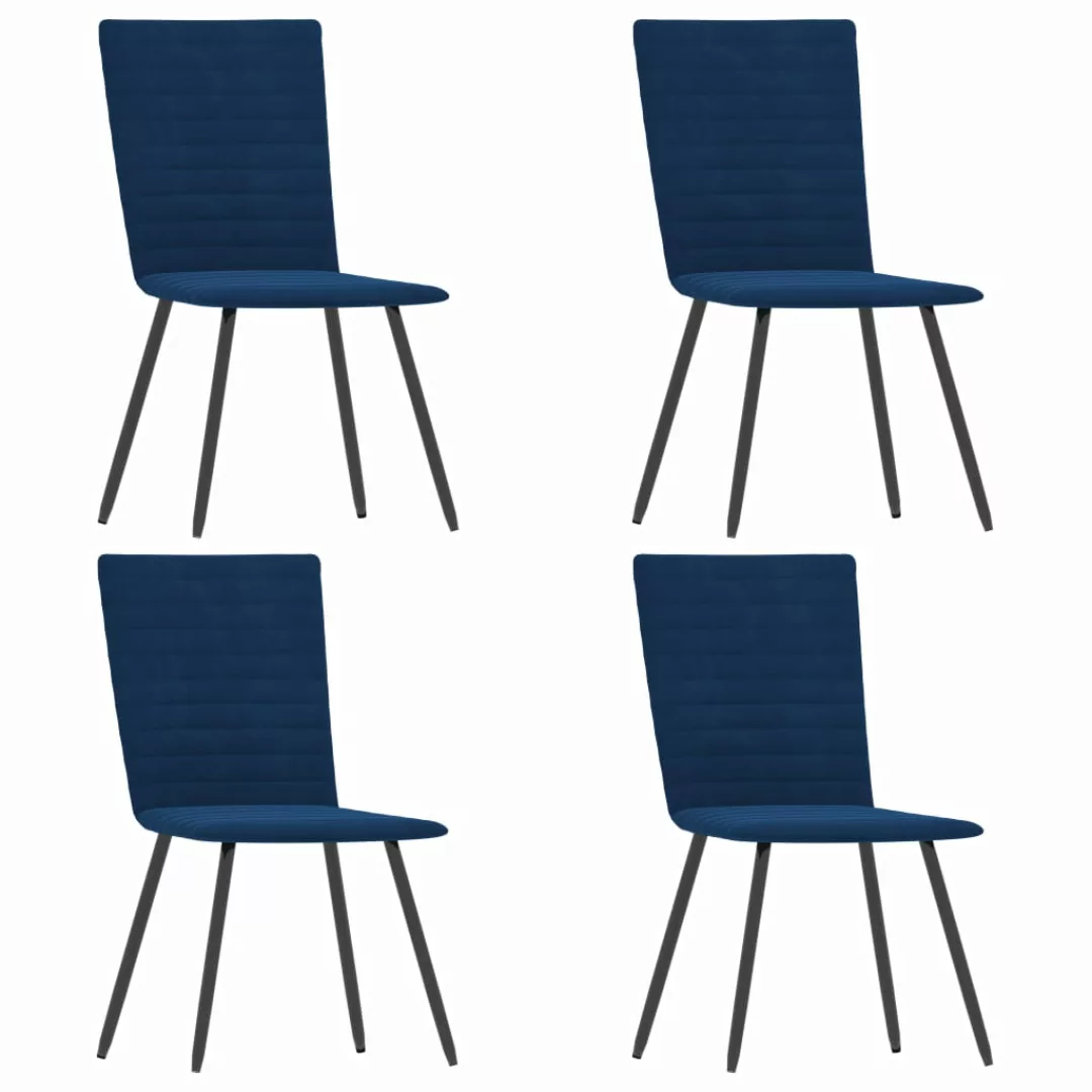 Esszimmerstühle 4 Stk. Blau Samt günstig online kaufen