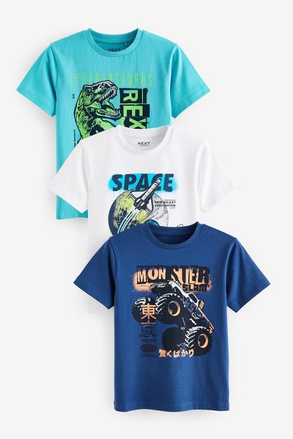 Next T-Shirt Regular Fit Kurzarm-T-Shirts mit Grafik, 3er-Pack (3-tlg) günstig online kaufen