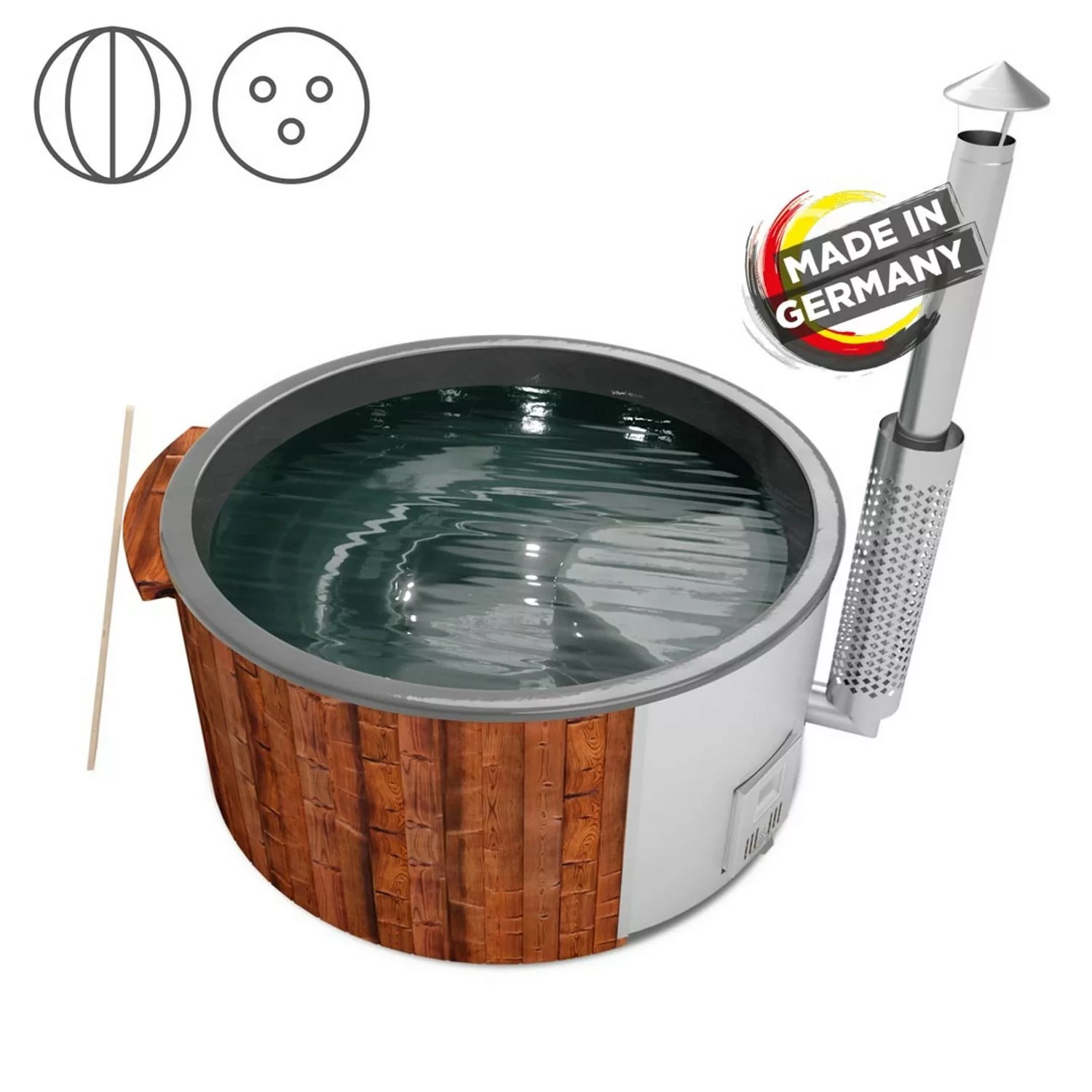 Holzklusiv Hot Tub Saphir 200 Thermoholz Basic Deluxe Wanne Anthrazit günstig online kaufen
