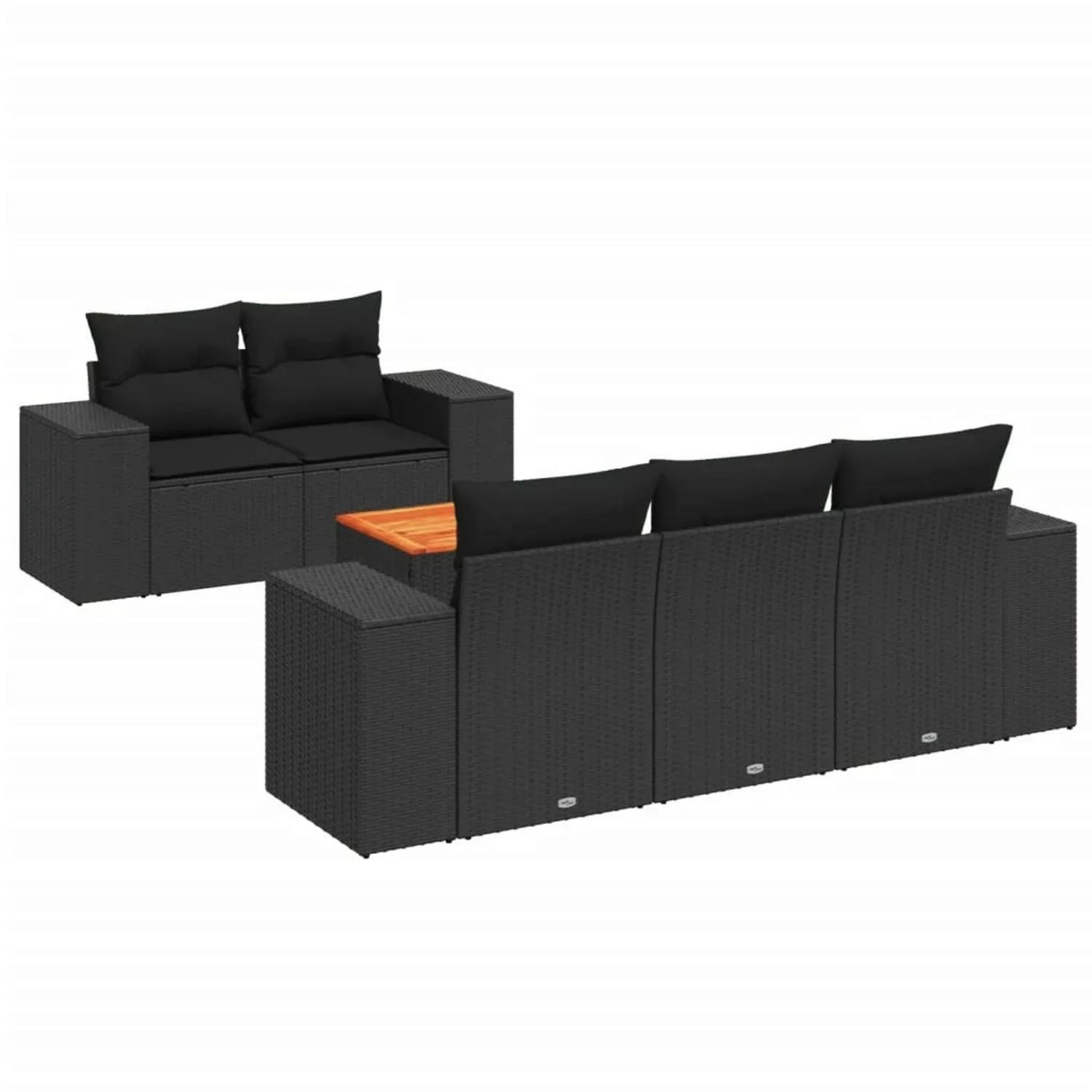 vidaXL 6-tlg Garten-Sofagarnitur mit Kissen Schwarz Poly Rattan Modell 89 günstig online kaufen