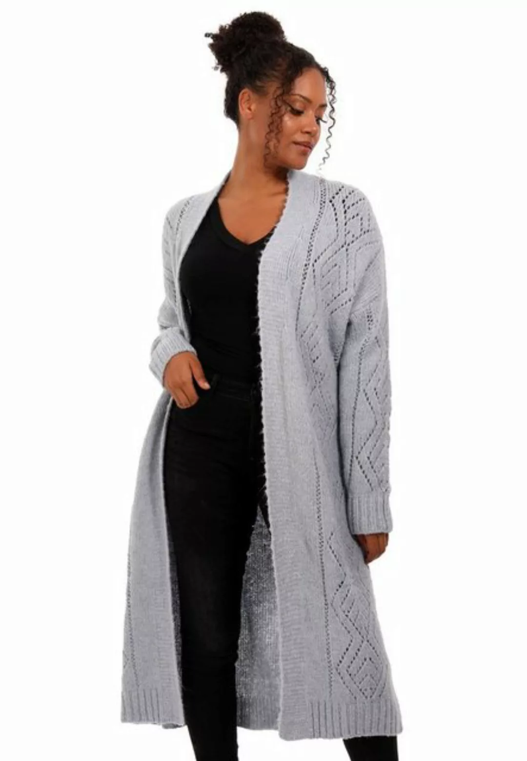 YC Fashion & Style Longstrickjacke Strickjacke mit Lochstrick Muster One Si günstig online kaufen