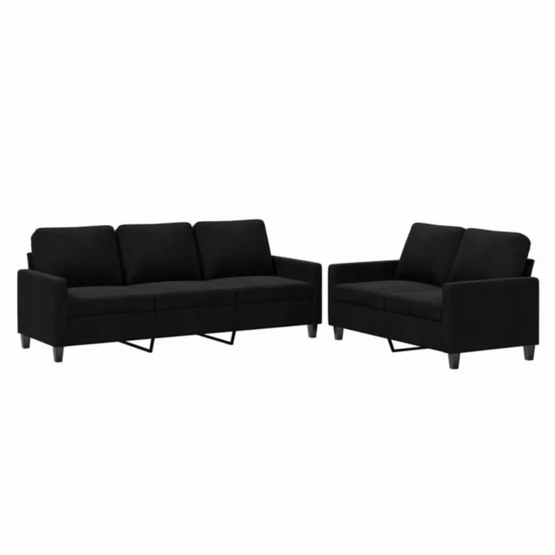 vidaXL Sofa Sofagarnitur Set mit Kissen Samt, 2-tlg., Schwarz günstig online kaufen