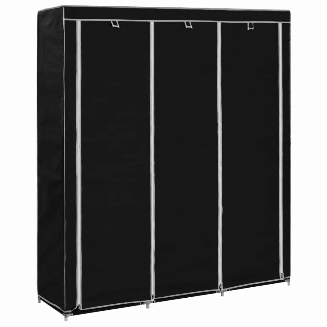 Kleiderschrank Mit Fächern Stangen Schwarz 150x45x175cm Stoff günstig online kaufen