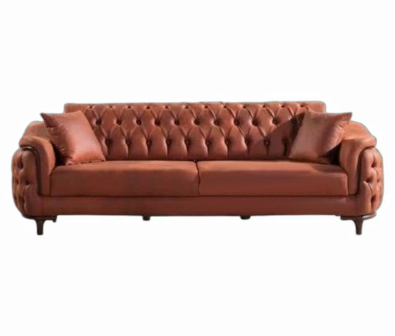 Xlmoebel Chesterfield-Sofa Orange Chesterfield Dreisitzer 3er Sofa Zeitgenö günstig online kaufen