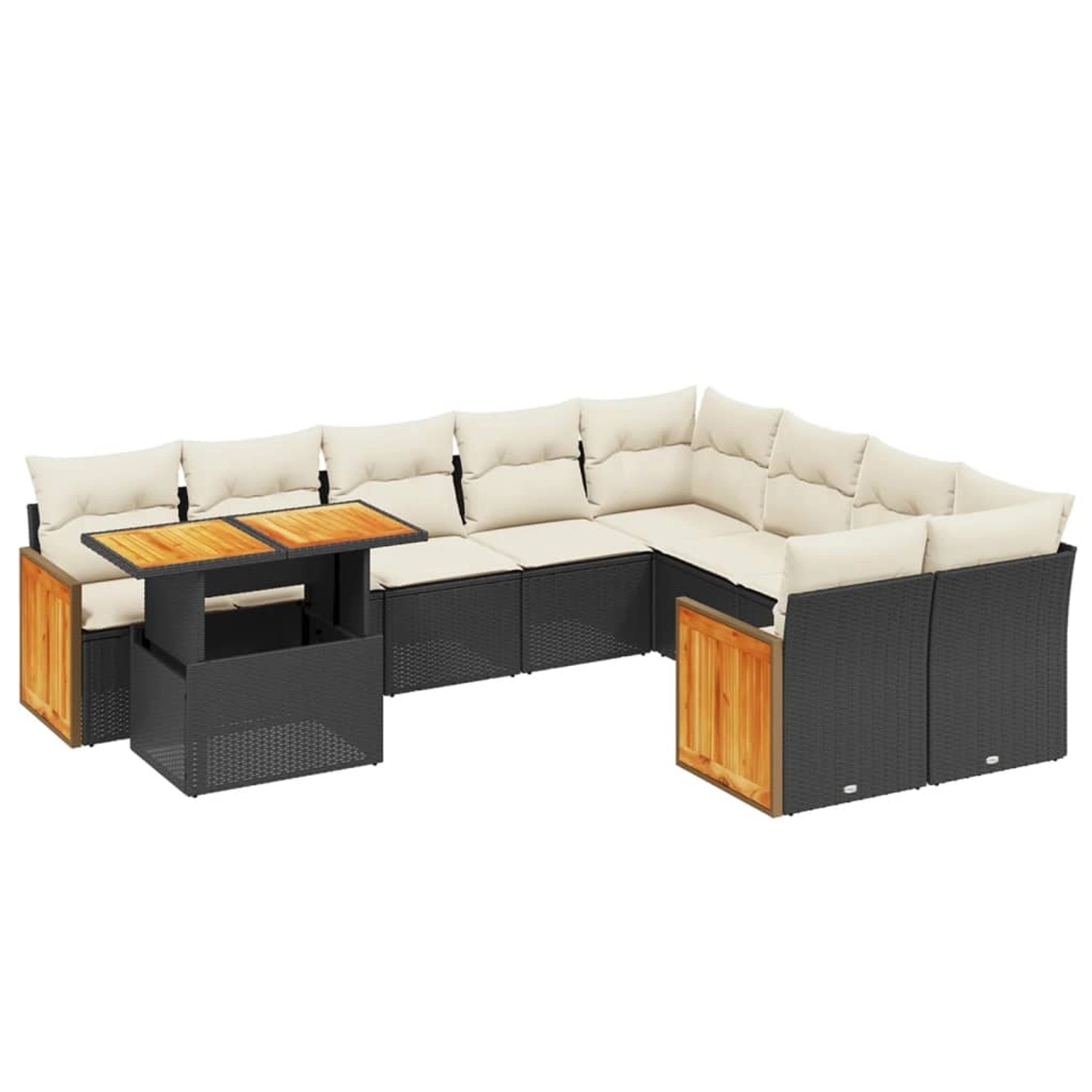vidaXL 10-Tlg Garten-Sofagarnitur mit Kissen Schwarz Poly Rattan 3274122 günstig online kaufen