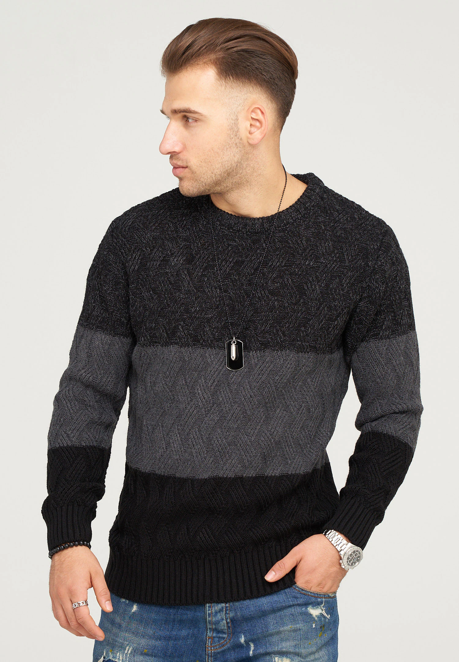 behype Strickpullover "DAVAY", im Colour-Block-Stil günstig online kaufen