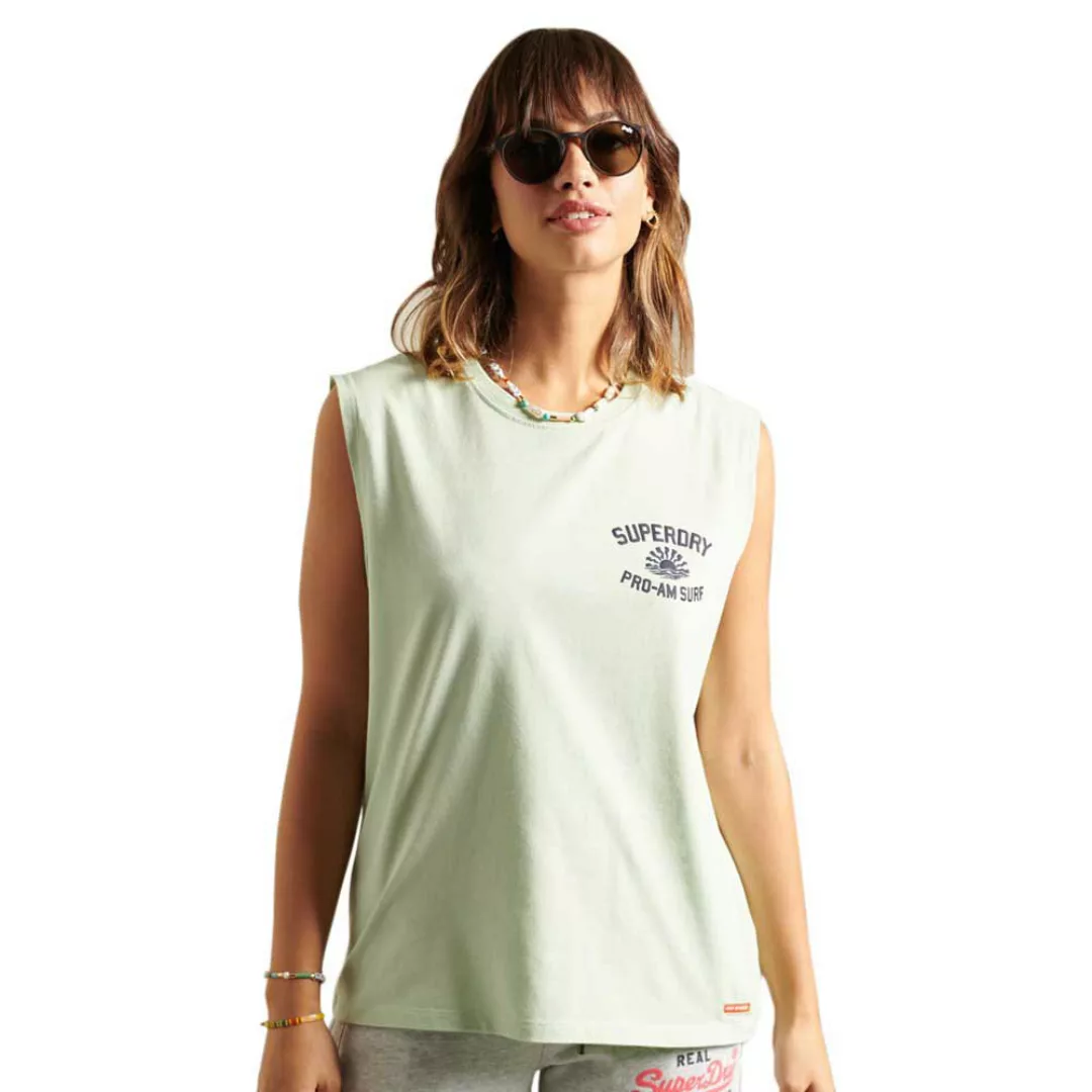 Superdry Cali Surf Classic Logo Ärmelloses T-shirt L Pastel Sage günstig online kaufen