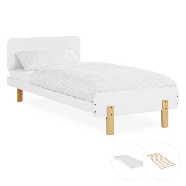 Homestyle4u Holzbett Kinderbett 90x200 cm Einzelbett Jugendbett Holzfüße Gä günstig online kaufen