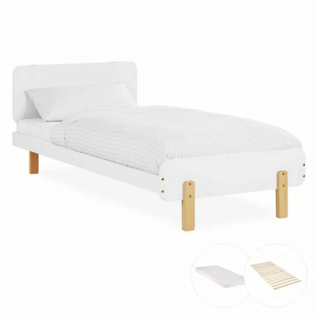 Homestyle4u Holzbett Kinderbett 90x200 cm Einzelbett Jugendbett Holzfüße Gä günstig online kaufen